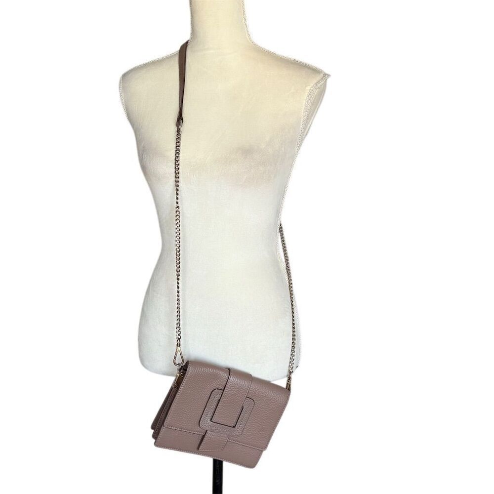 TMRW Studio Women's Dusty Pink Leather Crossbody Clutch Bag